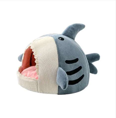 Fun Shark-Style Soft Pet Bed Cat Dog Nest Cave