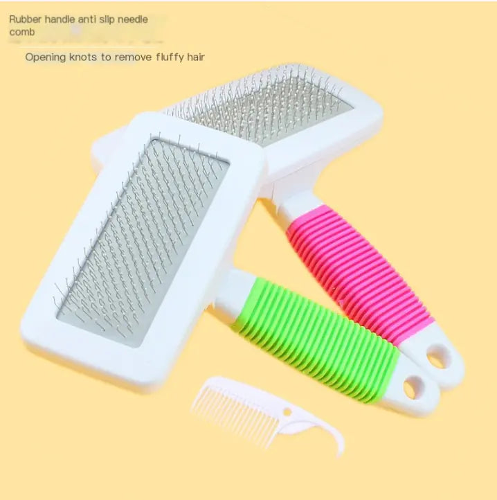 Pet Brush Grooming De-shedding Steel Needle Comb for Cats and Dogs Colorful Handle