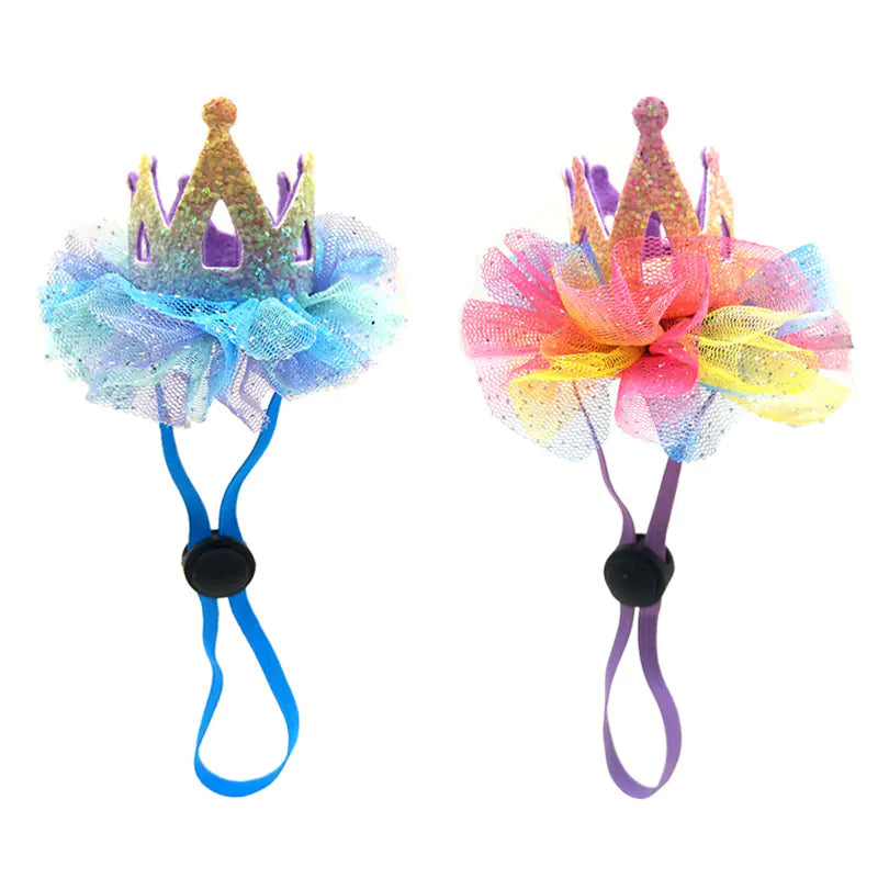 Pop of Color Pet Birthday Hat with Glitter Crown for Dogs and Cats