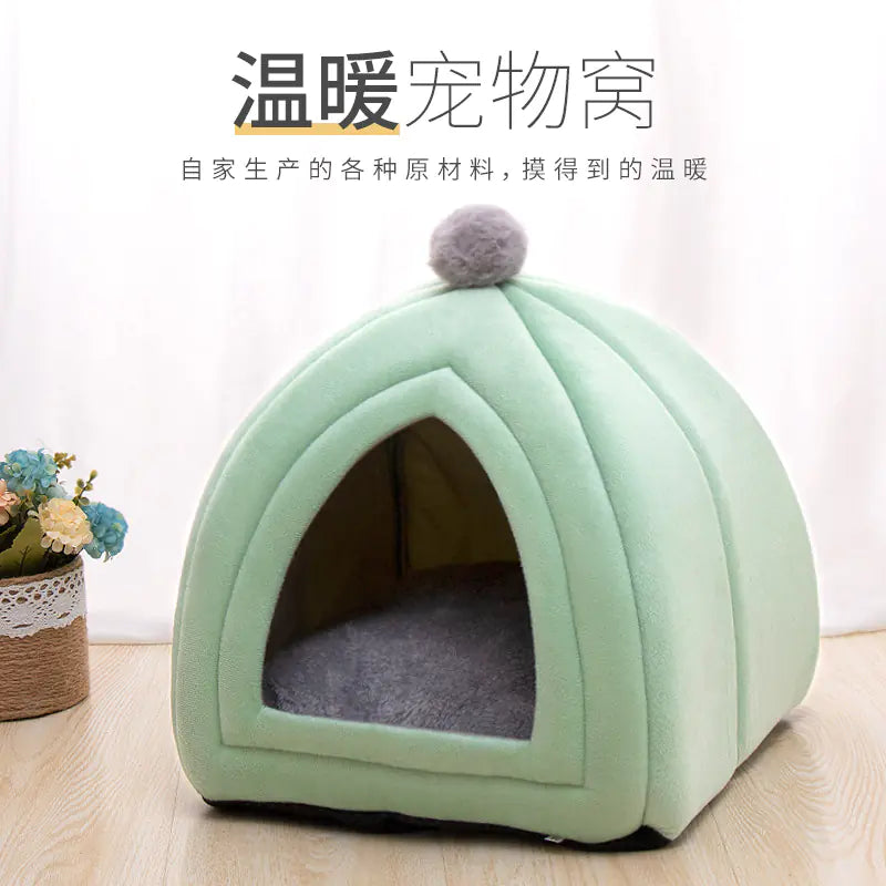 Pop of Color Pet Bed - Cozy Comfy Cat and Dog House for All Seasons