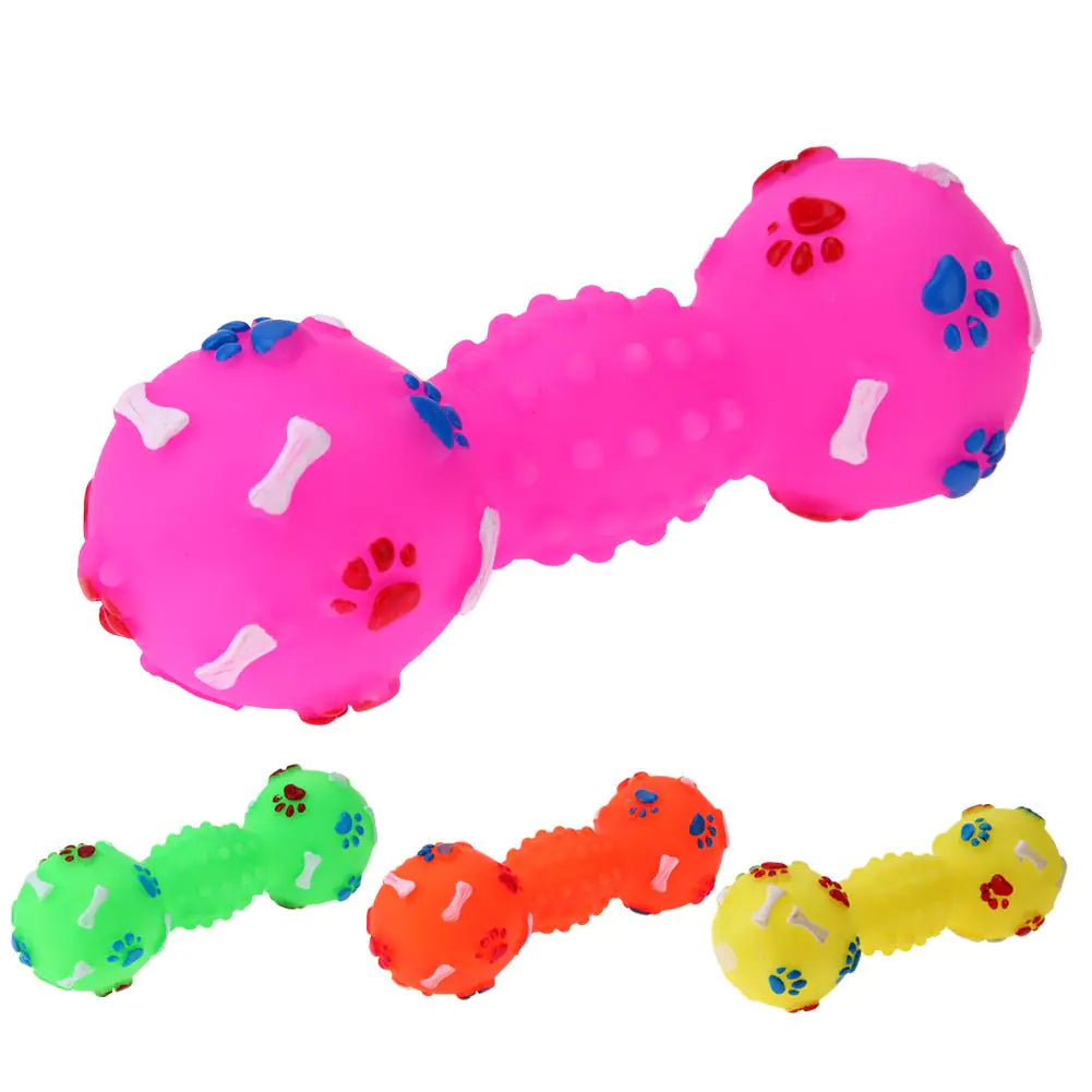 Interactive Chew Toy Dumbbell Dog Chew Squeaky Toy for Teeth Cleaning