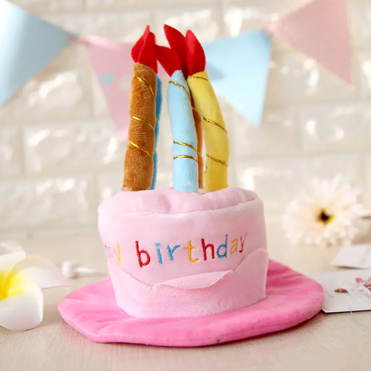 Pet Birthday Hat - Cute Dog or Cat Costume Birthday Cake Hat