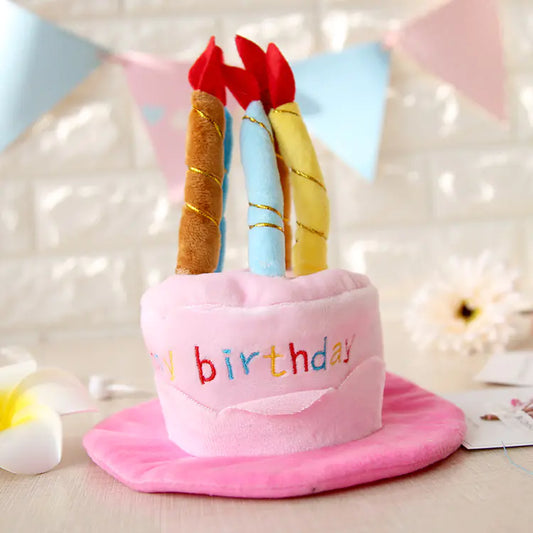 Pet Birthday Hat - Cute Dog or Cat Costume Birthday Cake Hat