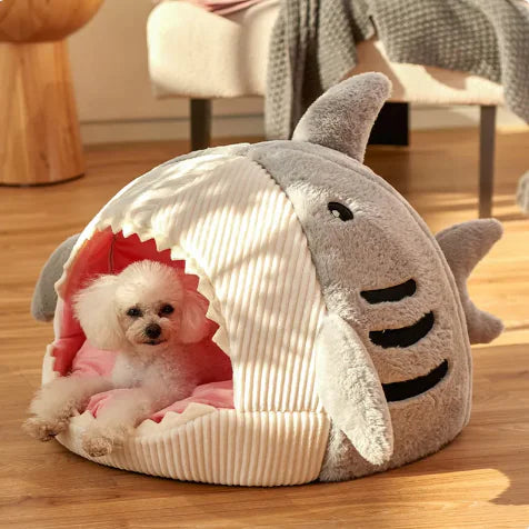 Fun Shark-Style Soft Pet Bed Cat Dog Nest Cave