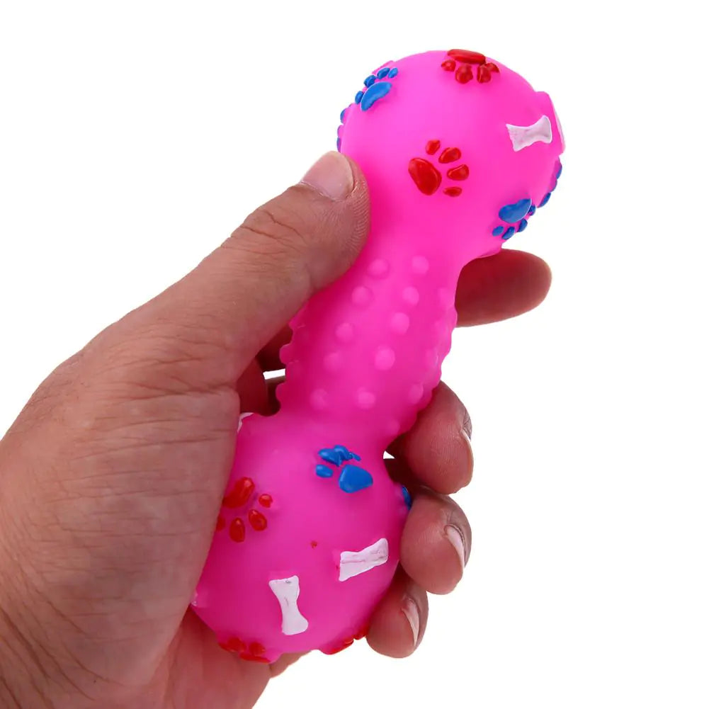 Interactive Chew Toy Dumbbell Dog Chew Squeaky Toy for Teeth Cleaning