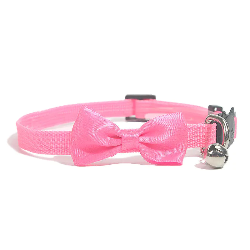 Pop of Color Nylon Pet Collar with Bell and Bow Design