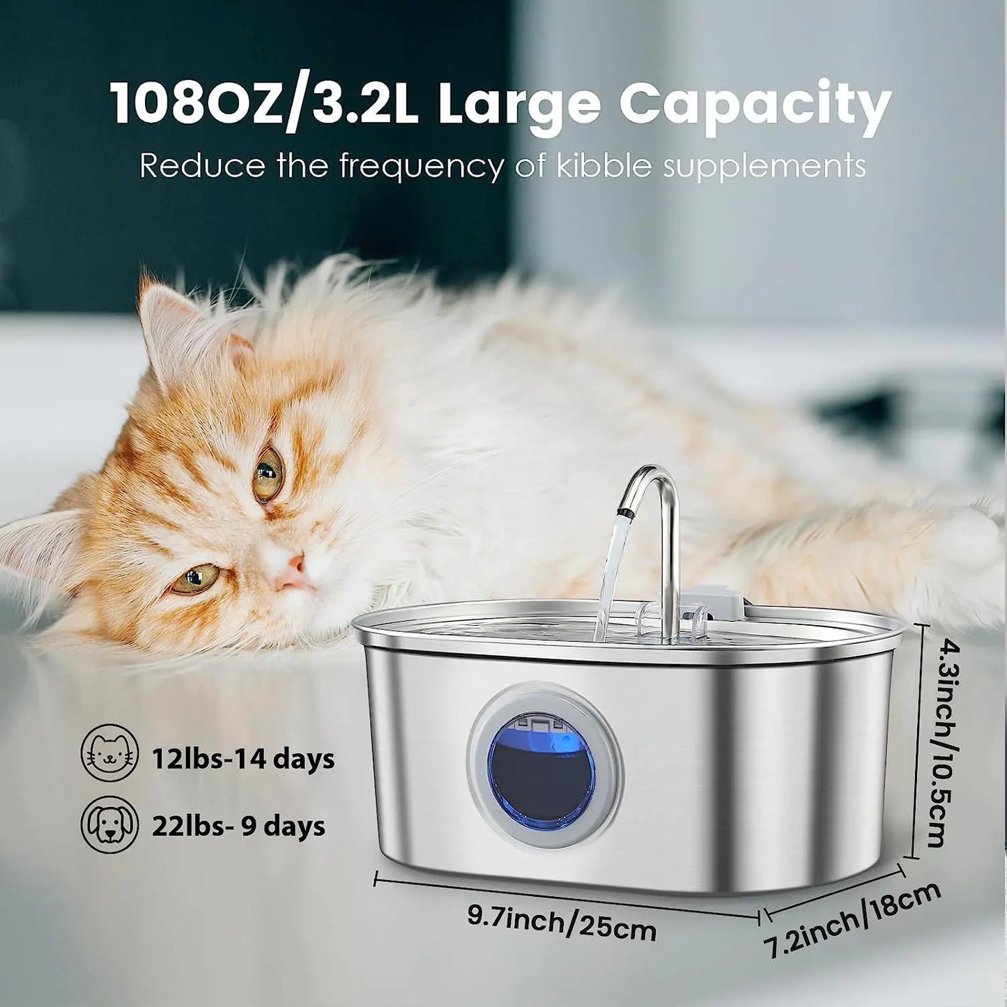 Pet Water Fountain Cat or Dog Water Dispenser