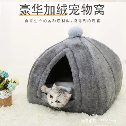 Pop of Color Pet Bed - Cozy Comfy Cat and Dog House for All Seasons
