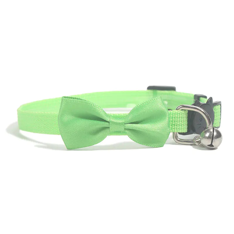 Pop of Color Nylon Pet Collar with Bell and Bow Design