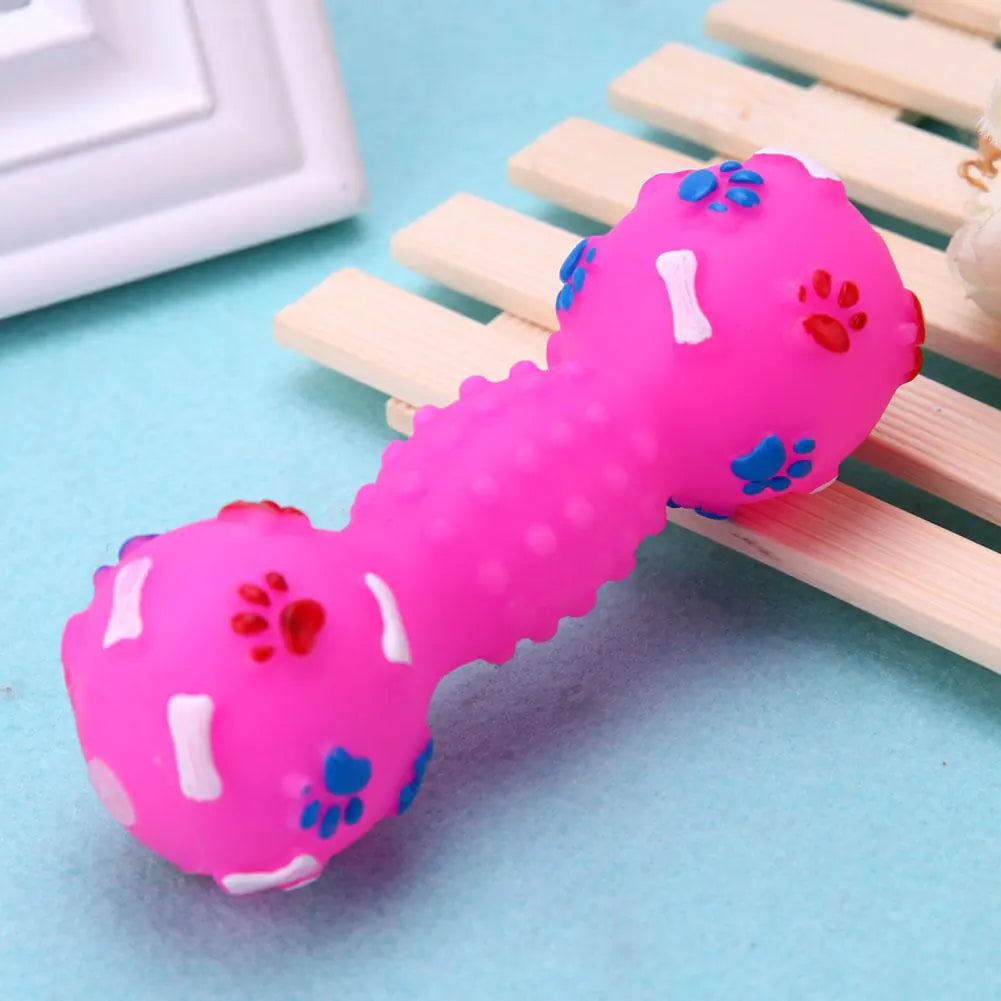 Interactive Chew Toy Dumbbell Dog Chew Squeaky Toy for Teeth Cleaning