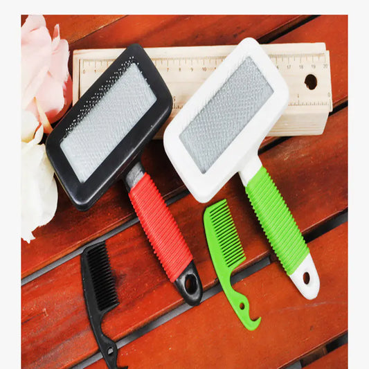 Pet Brush Grooming De-shedding Steel Needle Comb for Cats and Dogs Colorful Handle
