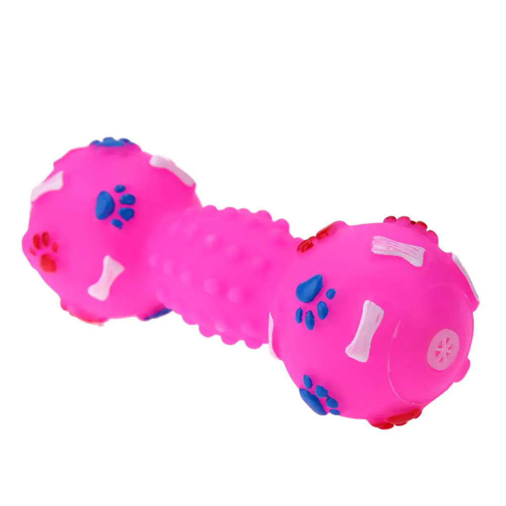 Interactive Chew Toy Dumbbell Dog Chew Squeaky Toy for Teeth Cleaning