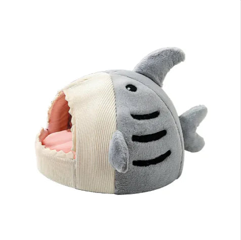 Fun Shark-Style Soft Pet Bed Cat Dog Nest Cave