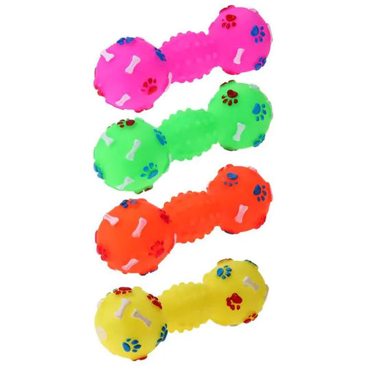 Interactive Chew Toy Dumbbell Dog Chew Squeaky Toy for Teeth Cleaning