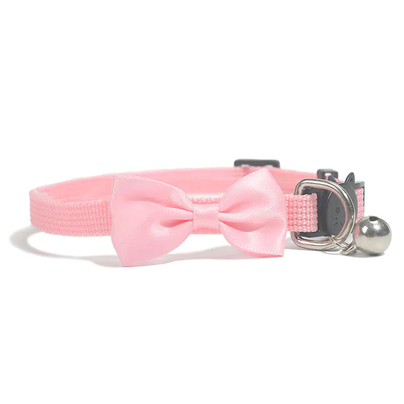 Pop of Color Nylon Pet Collar with Bell and Bow Design