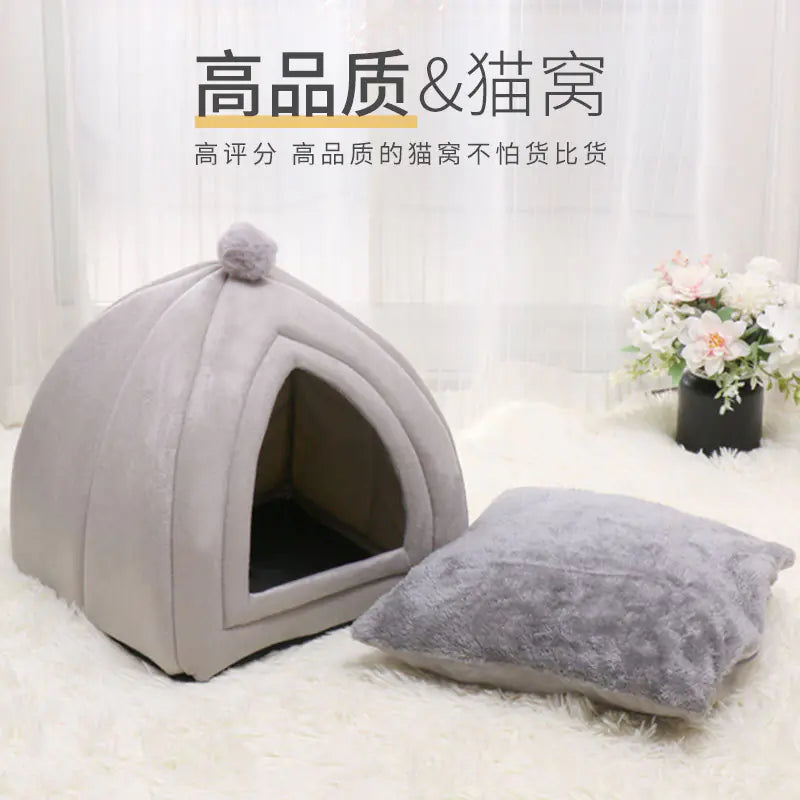 Pop of Color Pet Bed - Cozy Comfy Cat and Dog House for All Seasons